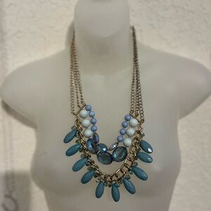 Talbots light blue and gold colored necklace